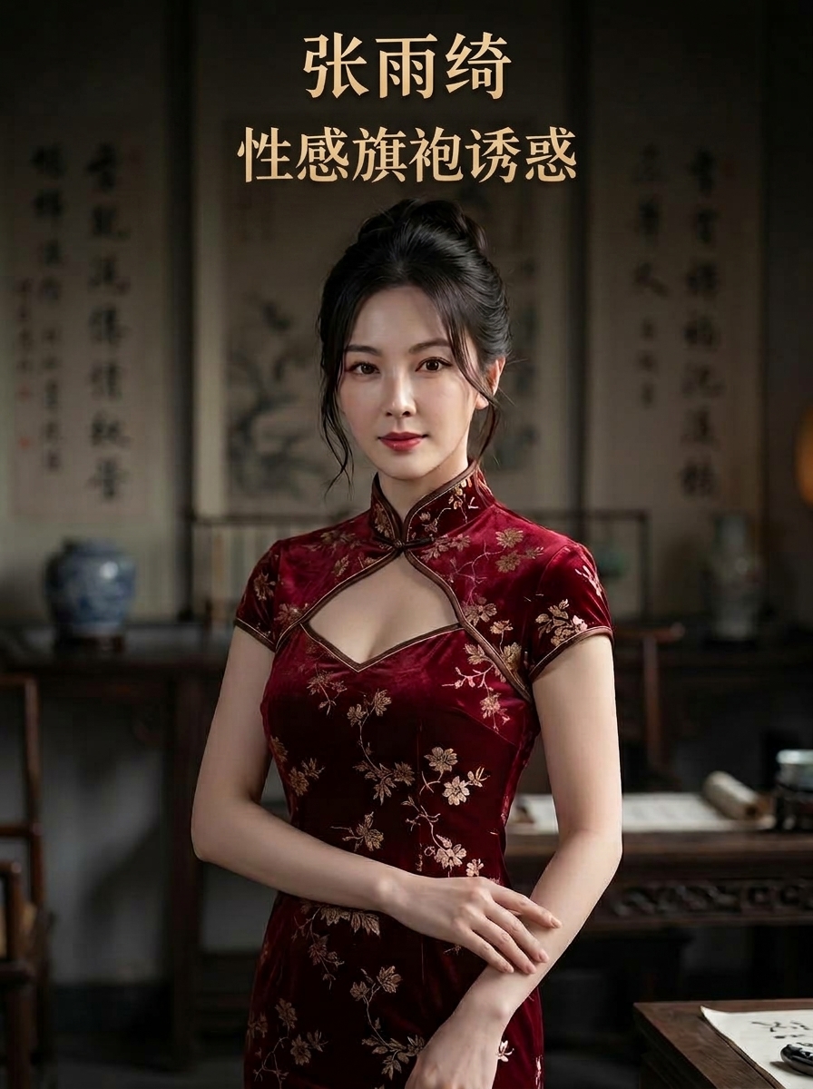 娱乐圈出了名的人间尤物张雨绮，今夜一袭修身性感旗袍惊艳亮相。开叉裙摆下若隐若现的风情，摇曳生姿的性感步伐，配上她那勾魂摄魄的眼神与肆意撩人的姿态，每一秒都在挑战你的理智极限。面对这等极致的视觉与肉体双重暴击，你究竟能硬扛多久？
