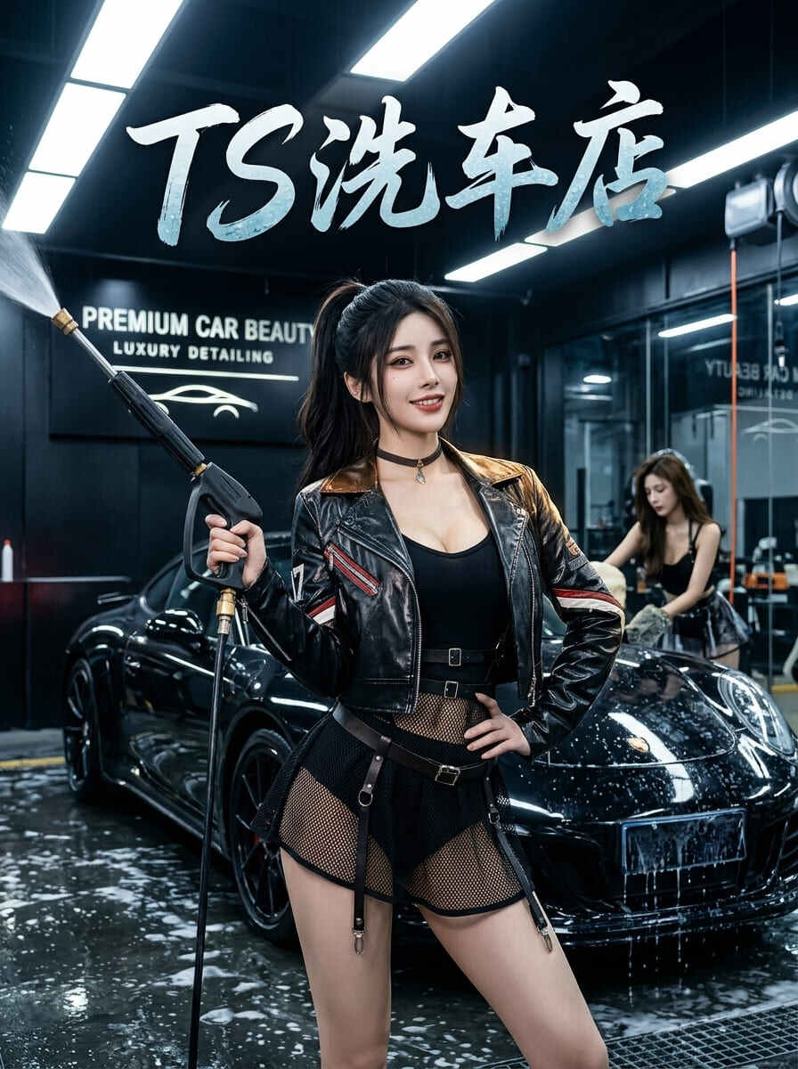 不只是洗车，更是极致的感官享受！性感妖娆的TS店主亲自上阵，从车身曲线到内饰细节，提供无微不至的“深度精洗”服务。水花飞溅间，柔软手感与贴心互动交织，让你的爱车与心灵同时得到释放。